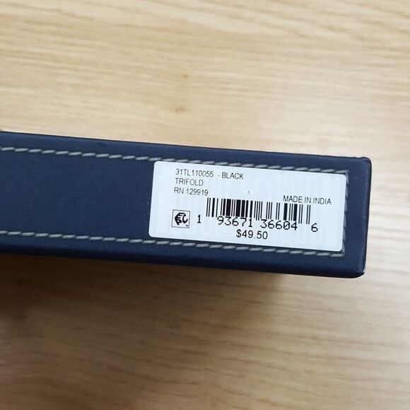 TOMMY HILFIGER Mens Black Leather Wallet Trifold RFID Flag Logo - Picture 5 of 6